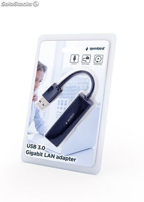 Gembird USB 3.0 auf Gigabit LAN Adapter mit Flash-Speicher Black NIC-U3-02