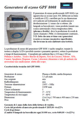 Generatore di ozono Professionale Pipo 1962 linea GPF 8008 - Foto 4