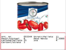 Geschälte Tomaten 100% italienische Größen 400 - 800 - 2500 g
