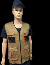 gilet beige de travail avec plusieurs poches