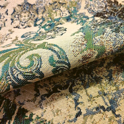 Gobelin misto cotone disegno classico rivisitato tonalità beige-verde-blu