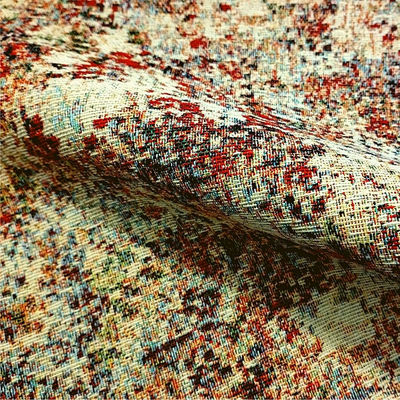 Gobelin misto cotone disegno effetto marmorizzato tonalità beige rosso e verde - Foto 3