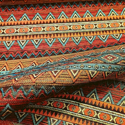 Gobelin misto cotone disegno etnico righe multicolore