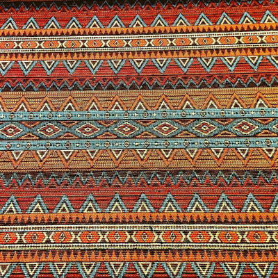 Gobelin misto cotone disegno etnico righe multicolore - Foto 2