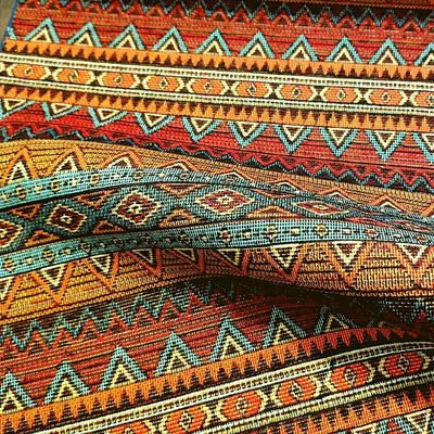 Gobelin misto cotone disegno etnico righe multicolore - Foto 3