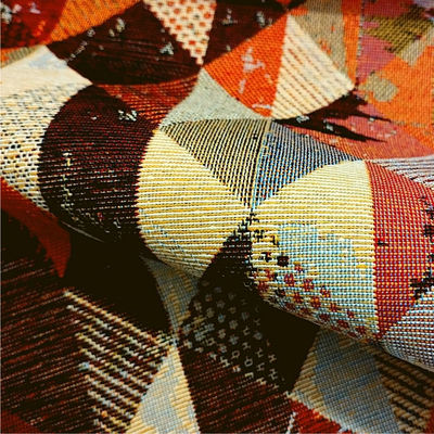Gobelin misto cotone disegno geometrico rombi multicolore - Foto 3