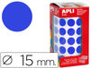 Gomets autoadhesivos circulares 15 mm azul en rollo con 2832 unidades