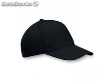 Gorra béisbol de poliéster con 5 paneles y cierre ajustable de velcro.