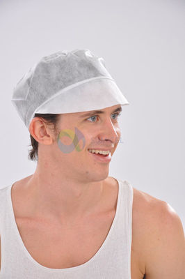 Gorro com visor de polipropileno TNT, branca, caixa de 1000 unidades