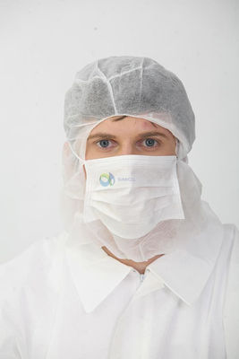Gorro integral de polipropileno em TNT branco com máscara de 3 camadas, caixa de