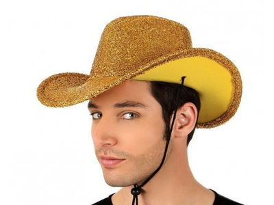 Gr. Sombrero de cowboy amarillo brillante