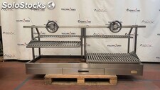 Gril/barbecue basque professionnel de table en acier inoxydable avec deux roues