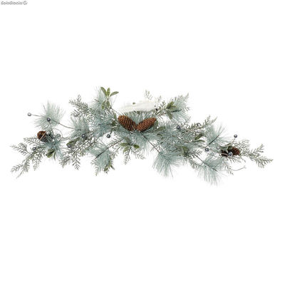 Grinalda de Natal DKD Home Decor Metal Castanho Branco Verde PVC Vogel Nevado (8