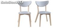 Gruppo di 2 sedie design grigio - piedi in legno - LEENA