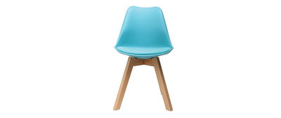 Gruppo di 2 sedie design piede legno seduta blu PAULINE - Foto 2