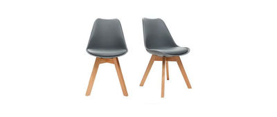 Gruppo di 2 sedie design piede legno seduta grigia PAULINE