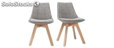 Gruppo di 2 sedie design scandinave legno e tessuto grigio scuro MATILDE
