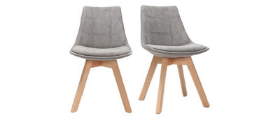 Gruppo di 2 sedie design scandinave legno e tessuto grigio scuro MATILDE