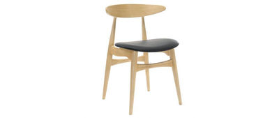 Gruppo di 2 sedie in legno chiaro e PU nero design scandinavo giapponese WALFORD
