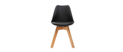 Gruppo di 4 sedie design piede legno seduta nera PAULINE - Foto 2