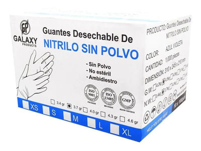 Guante de Nitrilo (Caja con 10 paquetes de 100 piezas c/u).