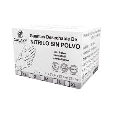 Guante de Nitrilo Color Blanco (Caja con 10 paquetes de 100 piezas c/u).