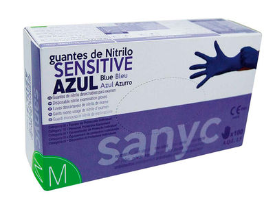 Guante de nitrilo desechable sensitive sin polvo talla m mediana color azul caja - Foto 2