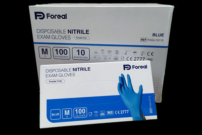 Guante desechable nitrilo sin polvo 3,5 grs. Azul M Caja 1000 uds