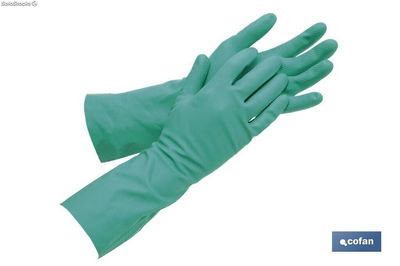 Guantes de nitrilo verde | Flocado de algodón interior | Elásticos y resistentes