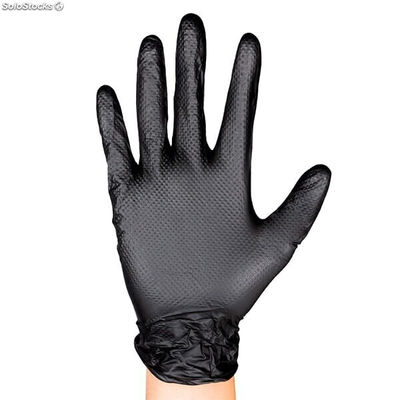 Guantes nitrilo diamantado negro talla m paquete 100 uds