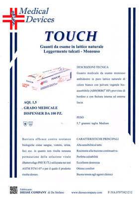Guanti lattice Touch c/polvere AQL 1,5 grado medicale misura S-M-L conf. 100 pz
