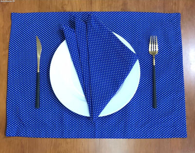 Guardanapo / Individual - Vichy Azul e Branco