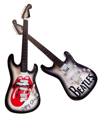 Guitare électrique Rolling Stones et Beatles miniature réaliste