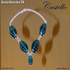 Halskette aus Murano Glas Castello mit Swarovski Zircon