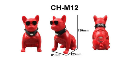 Haut parleur bluetooth en forme de bulldog rouge - Photo 3