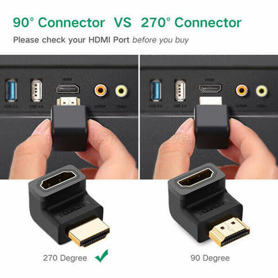 HDMI Adapter Right Angle 270 Degree Gold Plated - Foto 4