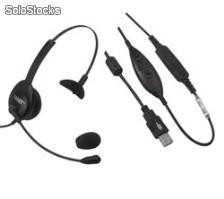 Headset monoauricular com microfone flexível e conector IX-02 USB