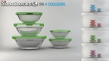 Herzberg HG-5007; Ensemble de bols en verre transparent 10pcs Vert