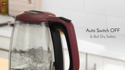 Herzberg HG-5054; Kettle Electric Glass 1.7L Red - Foto 4