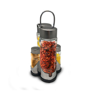 Herzberg HG-6006; Scaffale con bottiglie di olio e vasetti di spezie