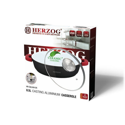 Herzog HR-CALC281CR; Aluminium Cocotte en céramique28 cm, 3.8L Rouge