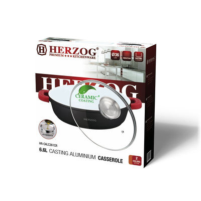 Herzog HR-CALC361CR; Aluminium Keramikauflauf 36 cm 6.6L Red - Foto 2