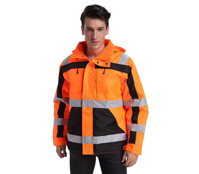 Hochsichtbare Warnschutzjacke mit Kapuze - 2XL Orange