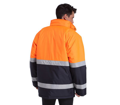 Hochsichtbare Warnschutzjacke mit Kapuze - L Orange - Foto 3