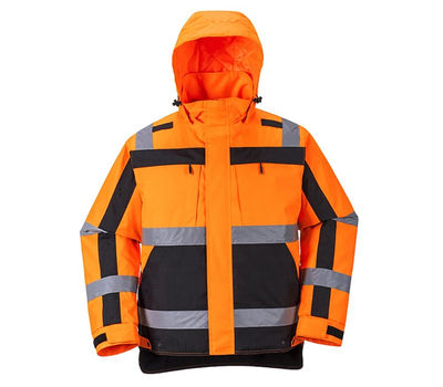 Hochsichtbare Warnschutzjacke mit Kapuze - L Orange - Foto 2