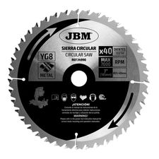 Hoja de sierra circular 40T 185MM para metal para ref. 60022 jbm 14990