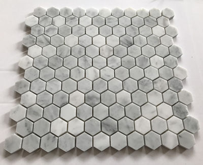 Honed 3*3 inch white marble hexagon carrara marble mosaic XCM10 - Foto 4
