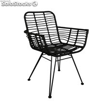 Honolulu Rattan Stuhl schwarz mit Armlehnen 60X58X88CM thinia home