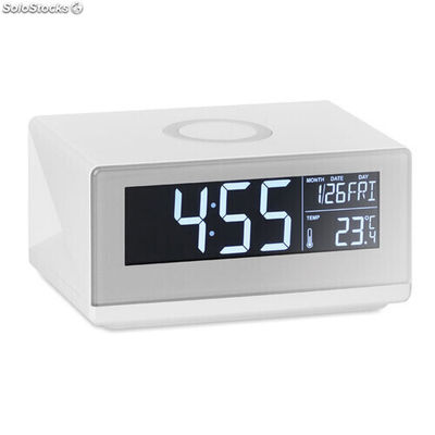 Horloge LED et chargeur sans fi blanc MIMO9588-06
