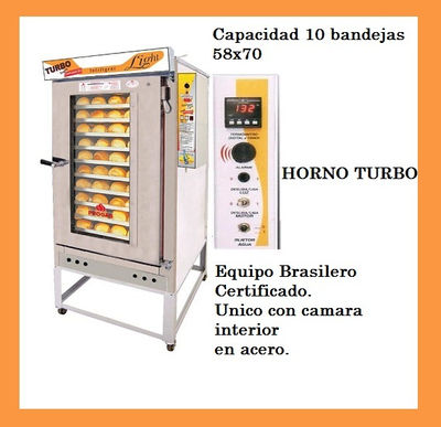 Horno Turbo Marraquetero 5 , 8 , 10 bandejas gas y leña